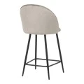 Medium height bar stool Perch pakoworld velvet in gray with black metal legs 50x53x99cm