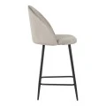 Medium height bar stool Perch pakoworld velvet in gray with black metal legs 50x53x99cm