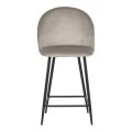 Medium height bar stool Perch pakoworld velvet in gray with black metal legs 50x53x99cm