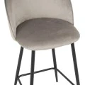 Medium height bar stool Perch pakoworld velvet in gray with black metal legs 50x53x99cm