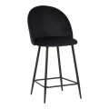 Medium height bar stool Perch pakoworld velvet in black with black metal legs 50x53x99cm