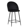 Medium height bar stool Perch pakoworld velvet in black with black metal legs 50x53x99cm