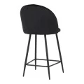 Medium height bar stool Perch pakoworld velvet in black with black metal legs 50x53x99cm