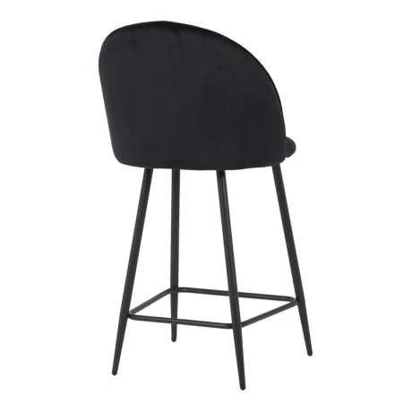 Medium height bar stool Perch pakoworld velvet in black with black metal legs 50x53x99cm