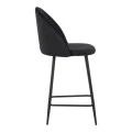Medium height bar stool Perch pakoworld velvet in black with black metal legs 50x53x99cm