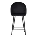 Medium height bar stool Perch pakoworld velvet in black with black metal legs 50x53x99cm