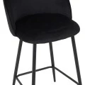 Medium height bar stool Perch pakoworld velvet in black with black metal legs 50x53x99cm