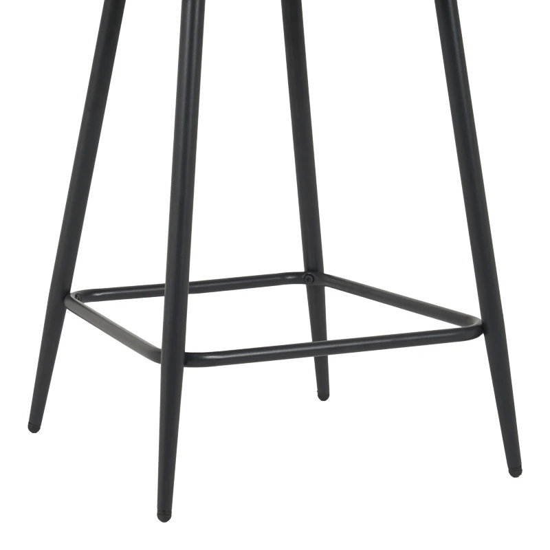 Medium height bar stool Perch pakoworld velvet in black with black metal legs 50x53x99cm