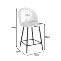 Medium height bar stool Perch pakoworld velvet in black with black metal legs 50x53x99cm