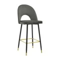 Medium height bar stool Casenio pakoworld anthracite velvet-black leg with gold metal 48x50x107cm