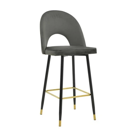 Medium height bar stool Casenio pakoworld anthracite velvet-black leg with gold metal 48x50x107cm