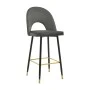 Medium height bar stool Casenio pakoworld anthracite velvet-black leg with gold metal 48x50x107cm