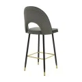 Medium height bar stool Casenio pakoworld anthracite velvet-black leg with gold metal 48x50x107cm