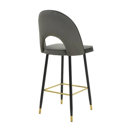 Medium height bar stool Casenio pakoworld anthracite velvet-black leg with gold metal 48x50x107cm