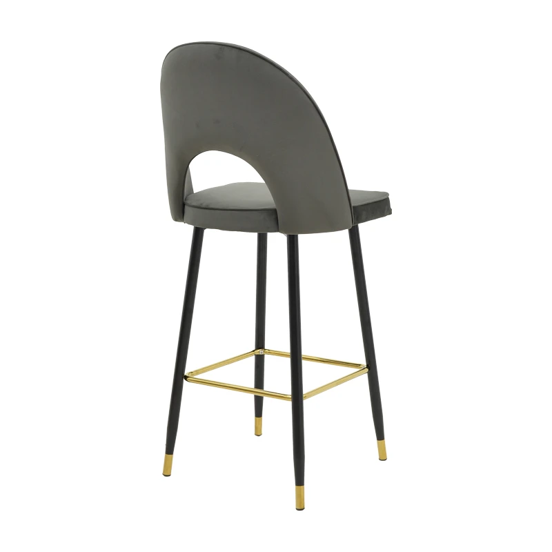 Medium height bar stool Casenio pakoworld anthracite velvet-black leg with gold metal 48x50x107cm