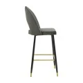 Medium height bar stool Casenio pakoworld anthracite velvet-black leg with gold metal 48x50x107cm