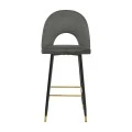 Medium height bar stool Casenio pakoworld anthracite velvet-black leg with gold metal 48x50x107cm