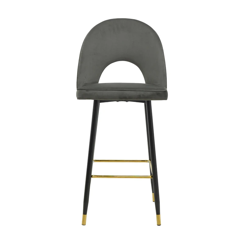 Medium height bar stool Casenio pakoworld anthracite velvet-black leg with gold metal 48x50x107cm