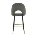 Medium height bar stool Casenio pakoworld anthracite velvet-black leg with gold metal 48x50x107cm