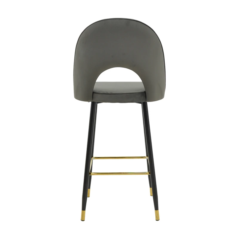 Medium height bar stool Casenio pakoworld anthracite velvet-black leg with gold metal 48x50x107cm