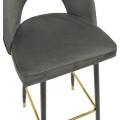 Medium height bar stool Casenio pakoworld anthracite velvet-black leg with gold metal 48x50x107cm