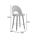 Medium height bar stool Casenio pakoworld anthracite velvet-black leg with gold metal 48x50x107cm