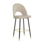 Medium height bar stool Casenio pakoworld beige velvet-black leg with gold metal 48x50x107cm