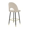 Medium height bar stool Casenio pakoworld beige velvet-black leg with gold metal 48x50x107cm