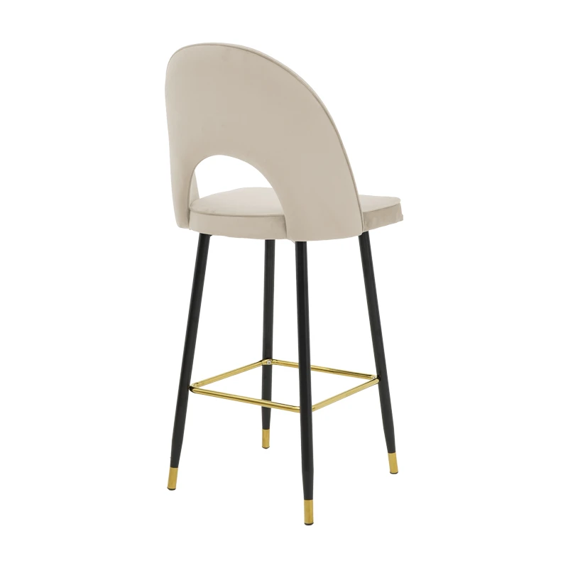 Medium height bar stool Casenio pakoworld beige velvet-black leg with gold metal 48x50x107cm