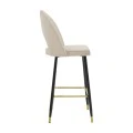 Medium height bar stool Casenio pakoworld beige velvet-black leg with gold metal 48x50x107cm