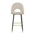 Medium height bar stool Casenio pakoworld beige velvet-black leg with gold metal 48x50x107cm