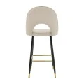 Medium height bar stool Casenio pakoworld beige velvet-black leg with gold metal 48x50x107cm