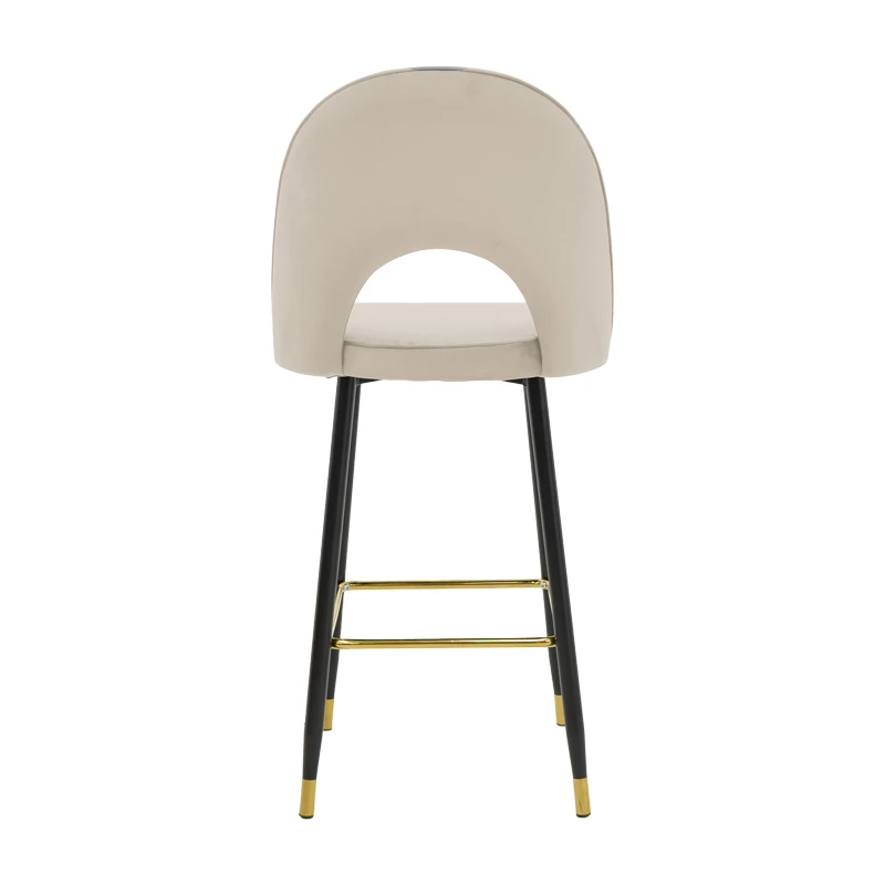 Medium height bar stool Casenio pakoworld beige velvet-black leg with gold metal 48x50x107cm