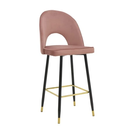 Medium height bar stool Casenio pakoworld rotten apple velvet-black leg with gold metal 48x50x107cm