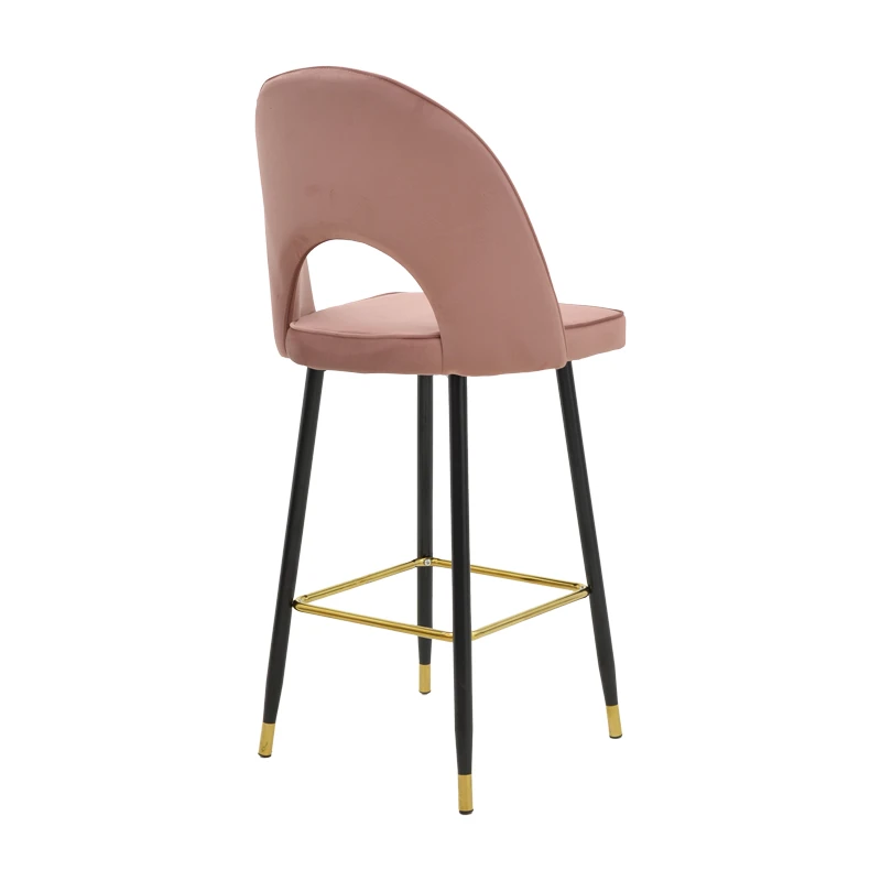 Medium height bar stool Casenio pakoworld rotten apple velvet-black leg with gold metal 48x50x107cm