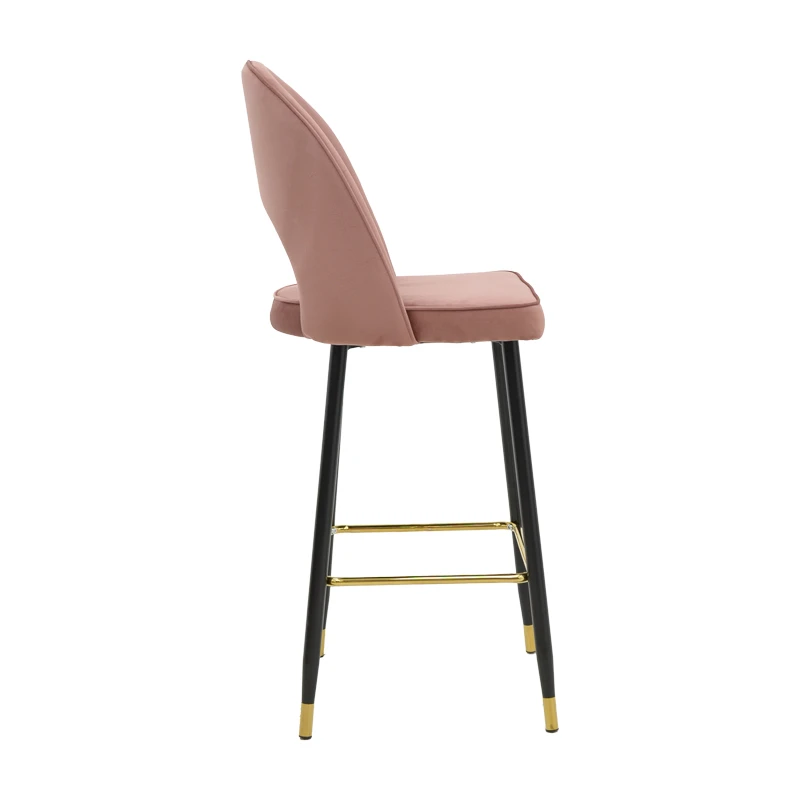Medium height bar stool Casenio pakoworld rotten apple velvet-black leg with gold metal 48x50x107cm