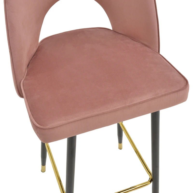 Medium height bar stool Casenio pakoworld rotten apple velvet-black leg with gold metal 48x50x107cm