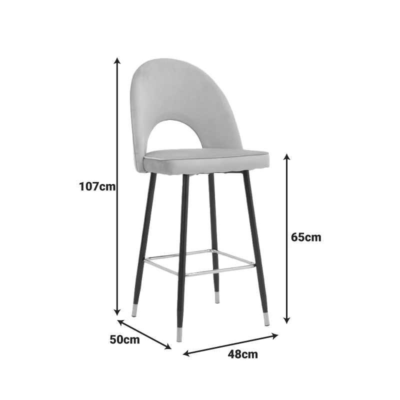 Medium height bar stool Casenio pakoworld rotten apple velvet-black leg with gold metal 48x50x107cm
