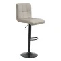 Bar stool Remina pakoworld height adjustable grey beige velvet-black matt base 44x44x112cm