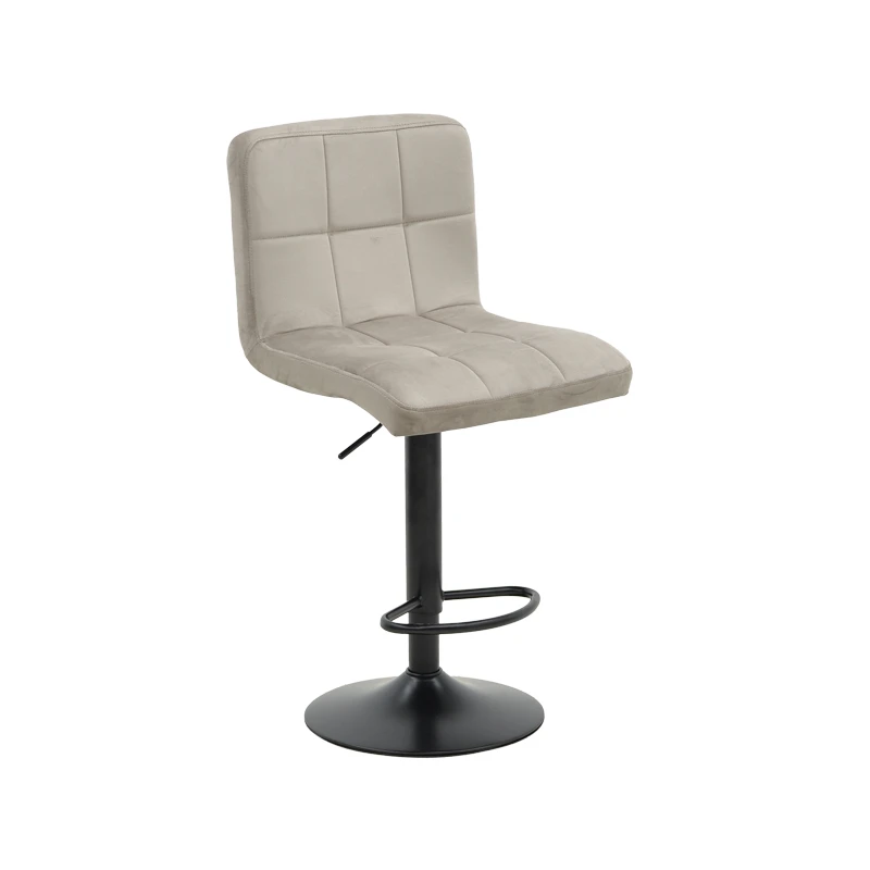 Bar stool Remina pakoworld height adjustable beige velvet-black matt base 44x44x112cm