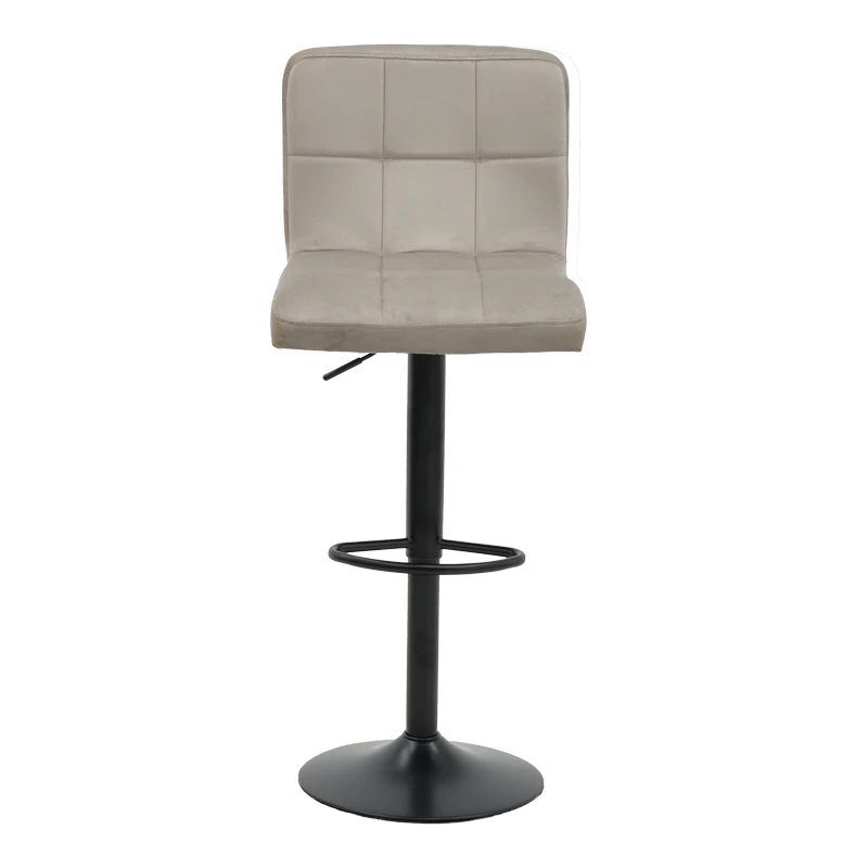 Bar stool Remina pakoworld height adjustable beige velvet-black matt base 44x44x112cm