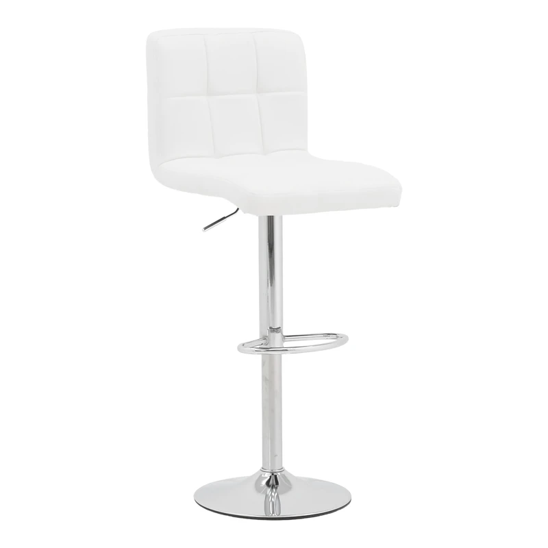 Bar stool Remina pakoworld height adjustable white pu-chrome base 44x44x112cm