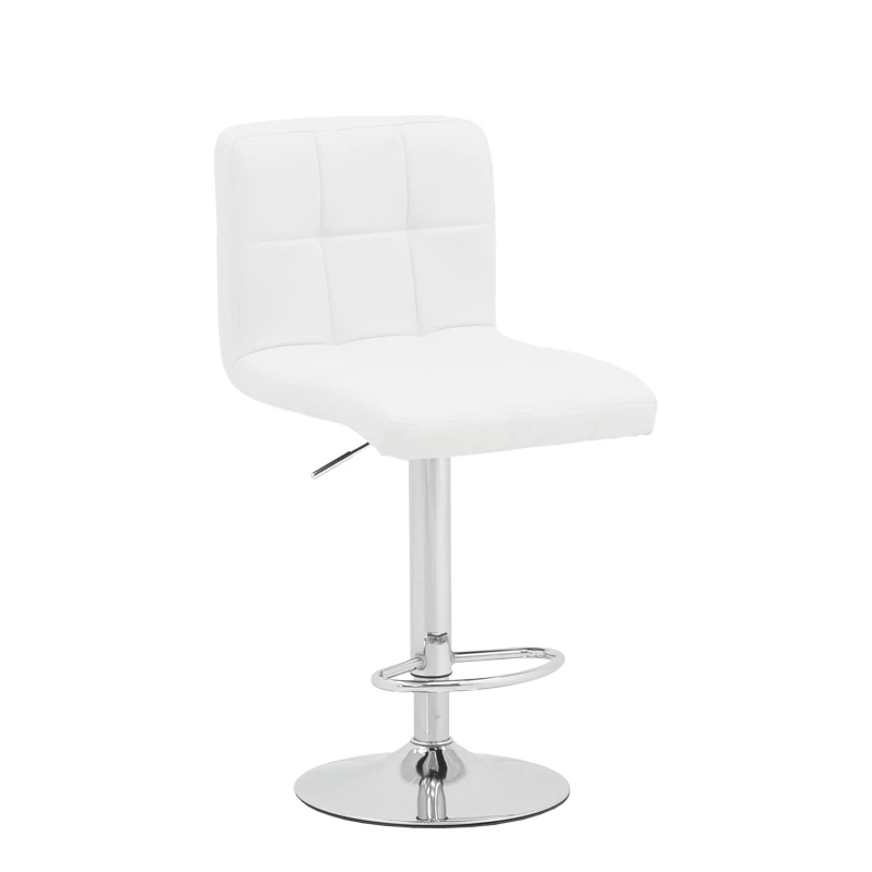 Bar stool Remina pakoworld height adjustable white pu-chrome base 44x44x112cm