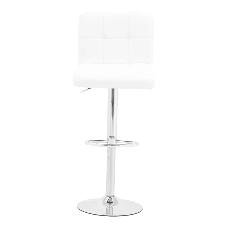 Bar stool Remina pakoworld height adjustable white pu-chrome base 44x44x112cm