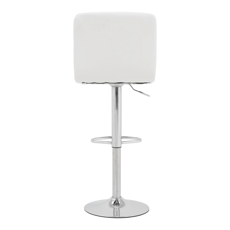 Bar stool Remina pakoworld height adjustable white pu-chrome base 44x44x112cm