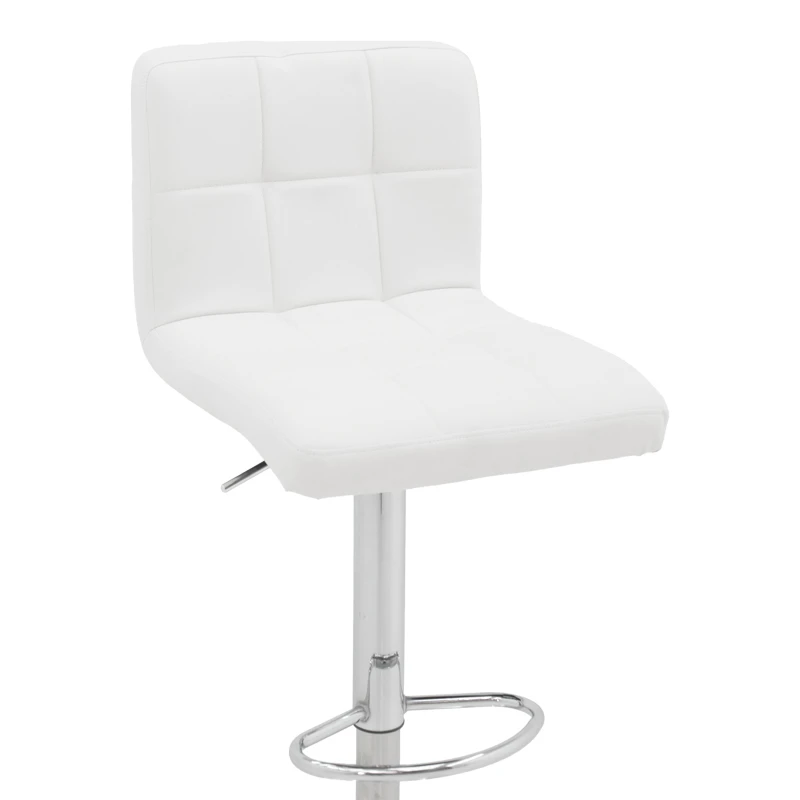 Bar stool Remina pakoworld height adjustable white pu-chrome base 44x44x112cm