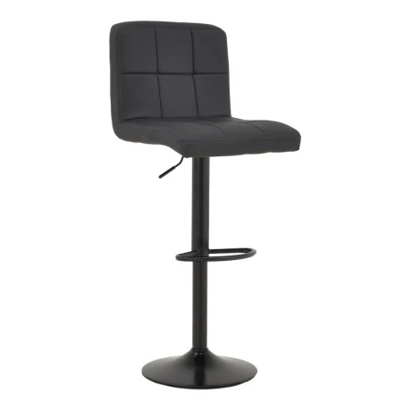 Bar stool Remina pakoworld height adjustable black pu-black metal base 44x44x112cm