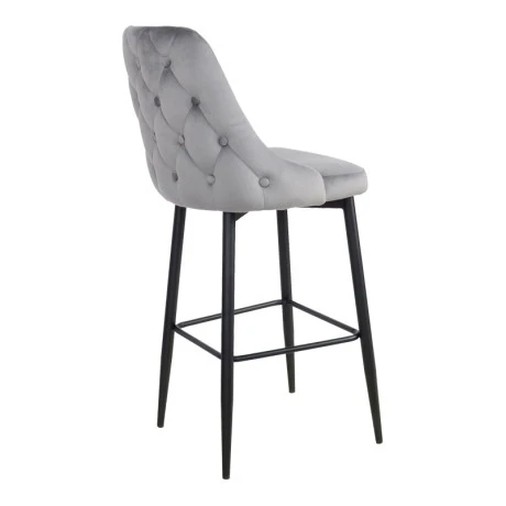 Zedna bar stool pakoworld grey velvet with black metal legs 52x57x111cm