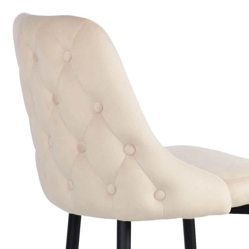 Zedna bar stool pakoworld beige velvet with black metal legs 52x57x111cm