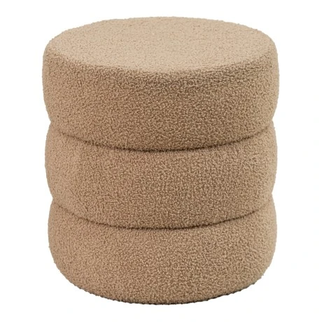 Pouf stool Kioto pakoworld teddy fabric brown D40x40cm